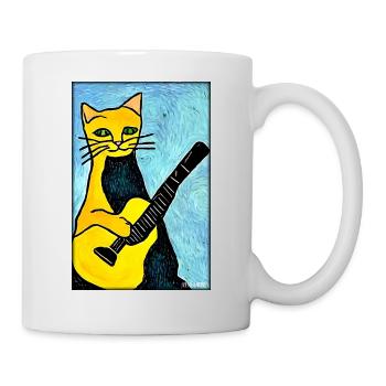 Cat Guitar Pet Musician Cat Friend - Mug - white - Right