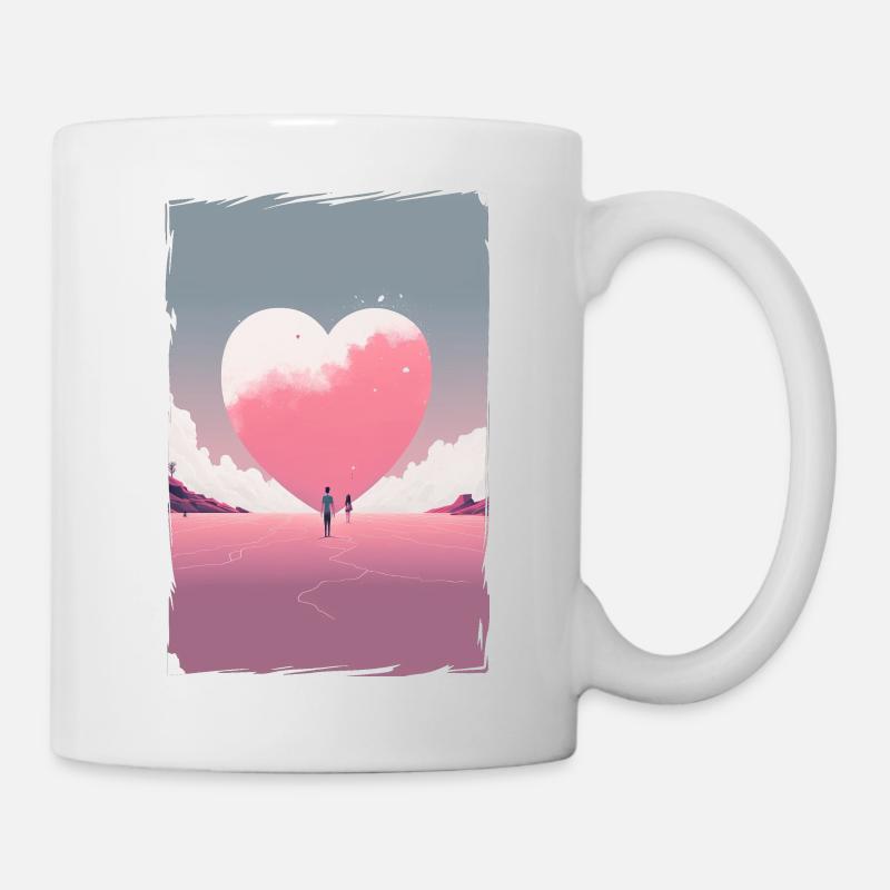 Amour Illustration Design Minimaliste - Mug blanc - blanc
