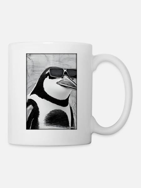 Pinguin Sonnenbrille Wildtier Vogel Seevogel - Tasse - Weiß