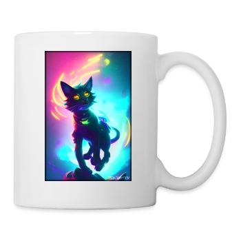 Weltraum Cyber Katze Zukunft Haustier Katzenliebe - Tasse - Weiß - Rechts