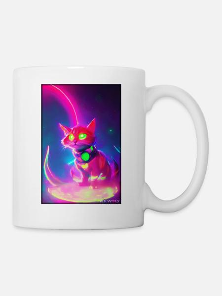Space Cyber Cat Future Pet Cat Love - Mug - white