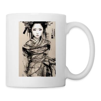 Young Geisha Girl in Japanese Tokyo Art Style - Mug - white - Right