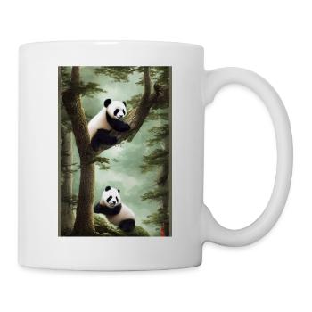 baby panda bear playing in forest ukiyo e style - Tasse - Weiß - Rechts