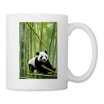 Darstellung eines niedlichen Pandas im Bambuswald. - Tasse - Weiß - Rechts