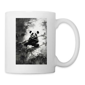 niedlicher Panda im Vintage Art Design - Tasse - Weiß - Rechts