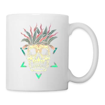 Skeleton Skeleton Skater bone Skull skeleton head - Mug - white - Right