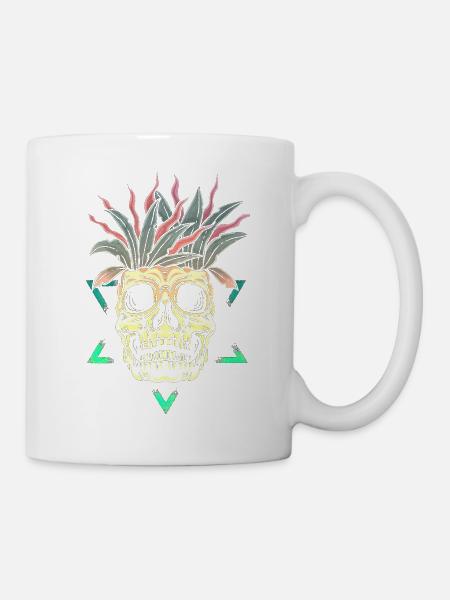 Squelette Squelette Os de patineur Tête de squelette de crâne - Mug blanc - blanc