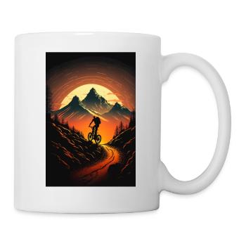 Mountain bikers in the sunset graphic - Mug - white - Right