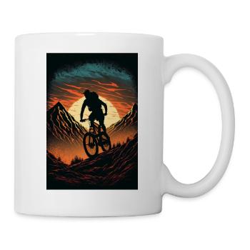 Athlètes extrêmes descente au coucher du soleil - Mug blanc - blanc - Droite