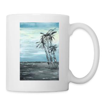 Abstrakter Strand in Acryl gemalt - Tasse - Weiß - Rechts
