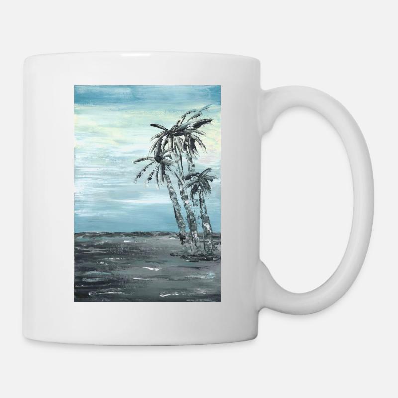 Plage abstraite peinte à l’acrylique - Mug blanc - blanc