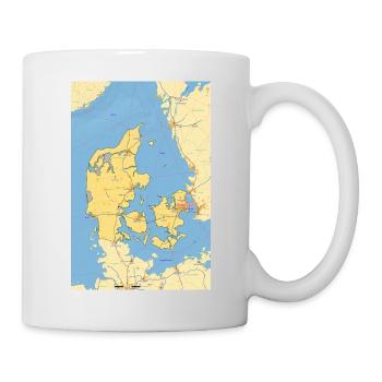 Dänemark Karte mit Städten Straßen Flüssen Seen - Tasse - Weiß - Rechts