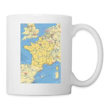 France map with cities, roads, rivers, lakes - Mug - white - Right