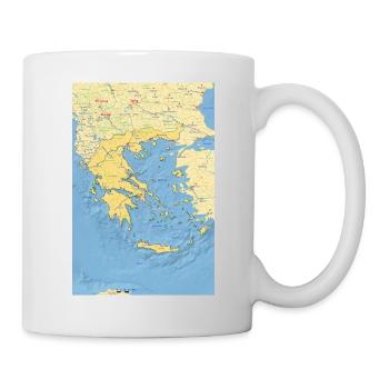 Griechenland Karte mit Städten Straßen Flüssen See - Tasse - Weiß - Rechts