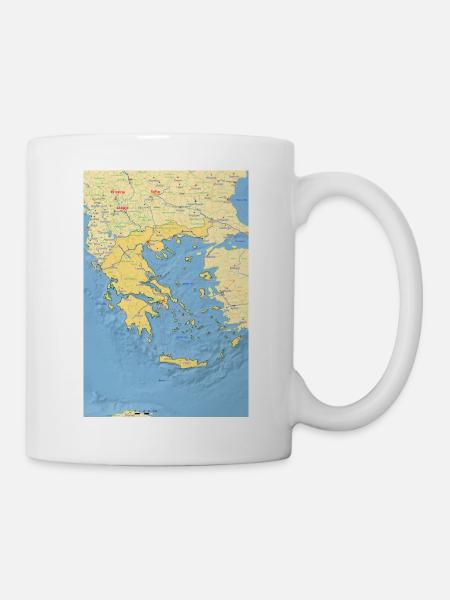 Greece map with cities, roads, rivers, lake - Mug - white