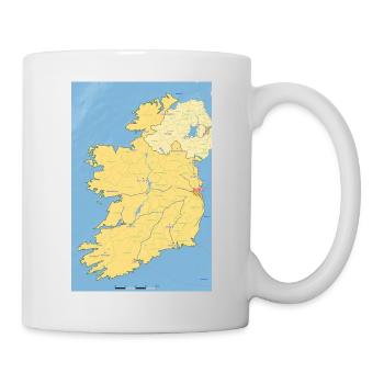 Irland Karte mit Städten Straßen Flüssen Seen - Tasse - Weiß - Rechts