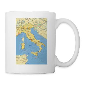 Italy map with cities, roads, rivers, lakes - Mug - white - Right