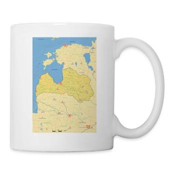 Latvia map with cities, roads, rivers, lakes - Mug - white - Right
