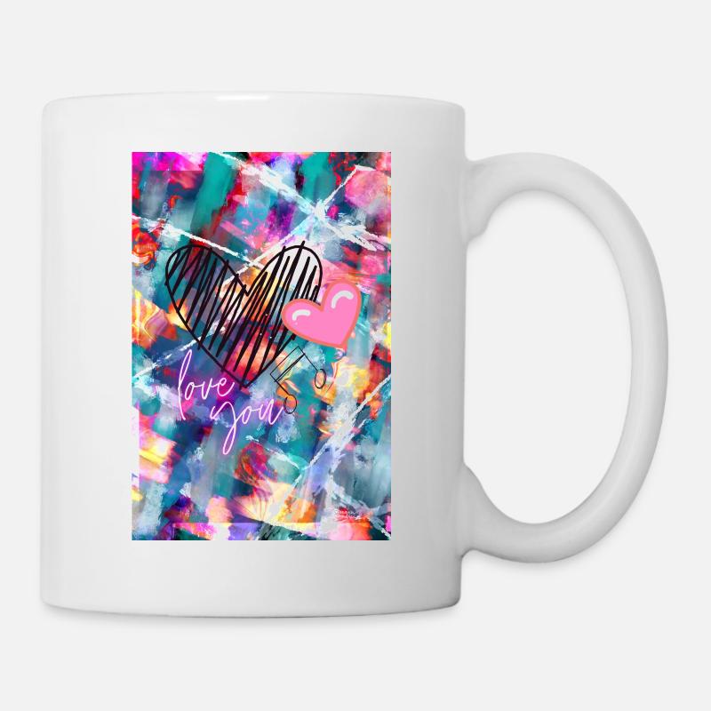Abstrait LOVE YOU - Mug blanc - blanc