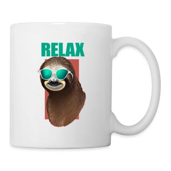 Coole Comic Portrait Sloth Sonnenbrille entspannen - Tasse - Weiß - Rechts