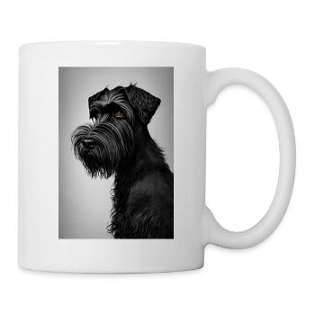 Schnauzer Hund Vintage Schwarz Weiss Design Tshirt - Tasse - Weiß - Rechts
