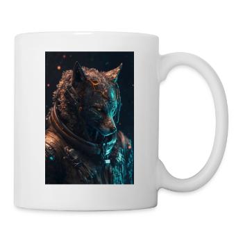 wolf im weltall - Tasse - Weiß - Rechts