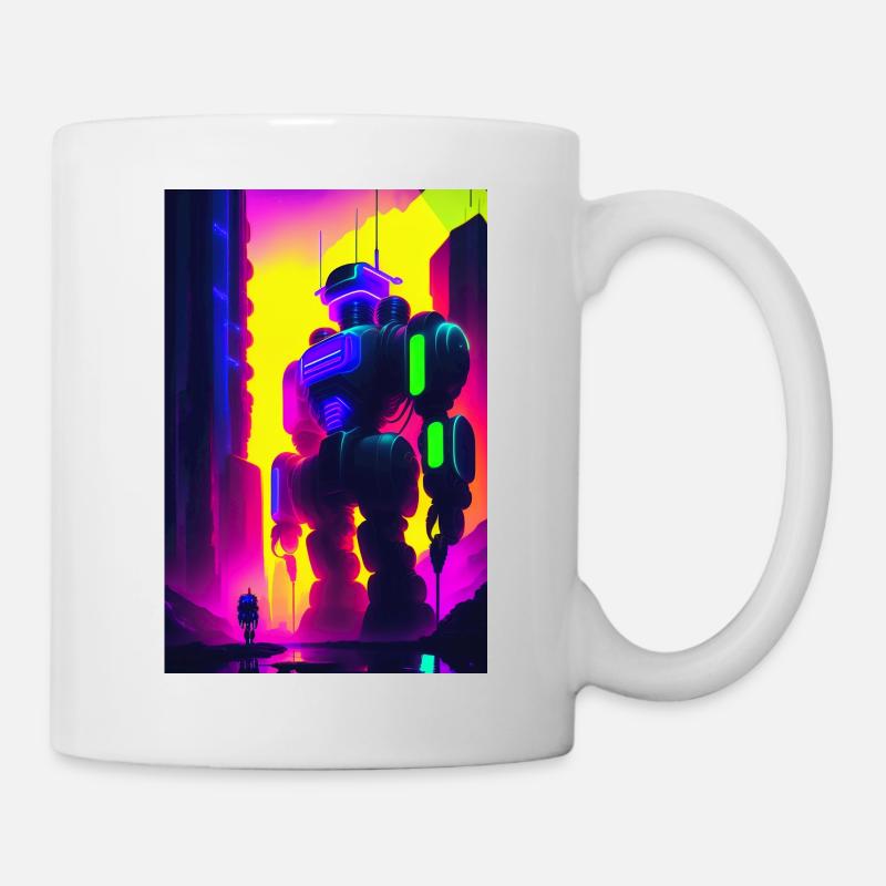 Pink-Lila-Roboter - Tasse - Weiß