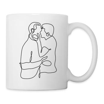 Couple Kiss - One Line Art, Boys Line Art, Gay Art - Mug - white - Right