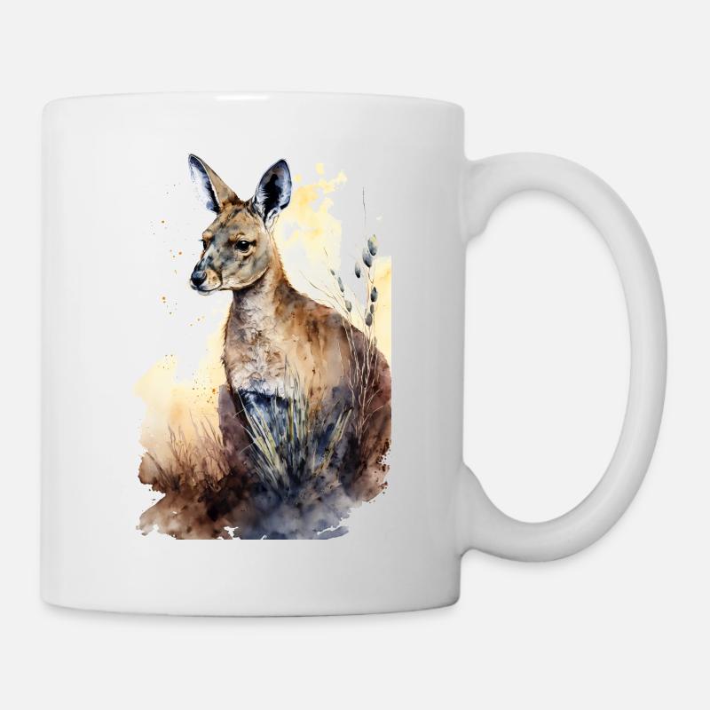 Kängurus Kangeroo Wasserfarben malerei gemälde - Tasse - Weiß