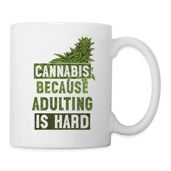 Cannabis because adulting is hard Bud Green - Mug - white - Right