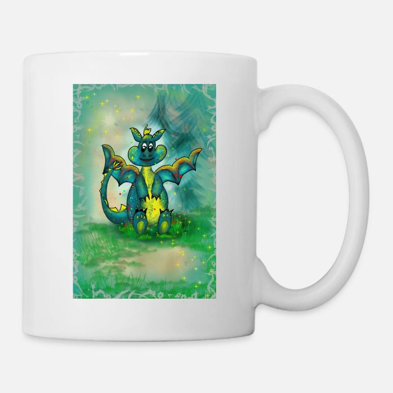 Drache mit Hintergrund - Tasse - Weiß