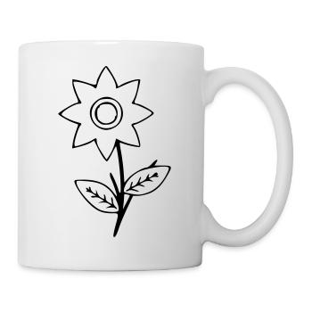 Blume Zeichnung Natur Skizze schwarz - Tasse - Weiß - Rechts