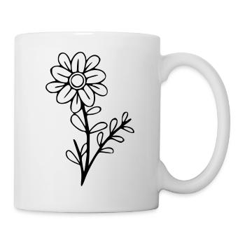 Blume Zeichnung Natur Skizze schwarz - Tasse - Weiß - Rechts