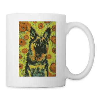 Deutscher Schäferhund Van Gogh Stil | Hunde- & Kunstliebhaber - Tasse - Weiß - Rechts