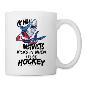 Hai spielt Eishockey - Tasse - Weiß - Rechts