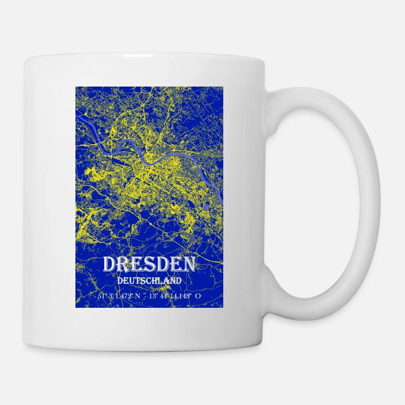 Nachtblaue moderne ästhetische Dresden Stadtkarte - Tasse - Weiß
