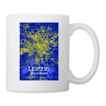 Nachtblaue moderne ästhetische Leipzig Stadtkarte - Tasse - Weiß - Rechts