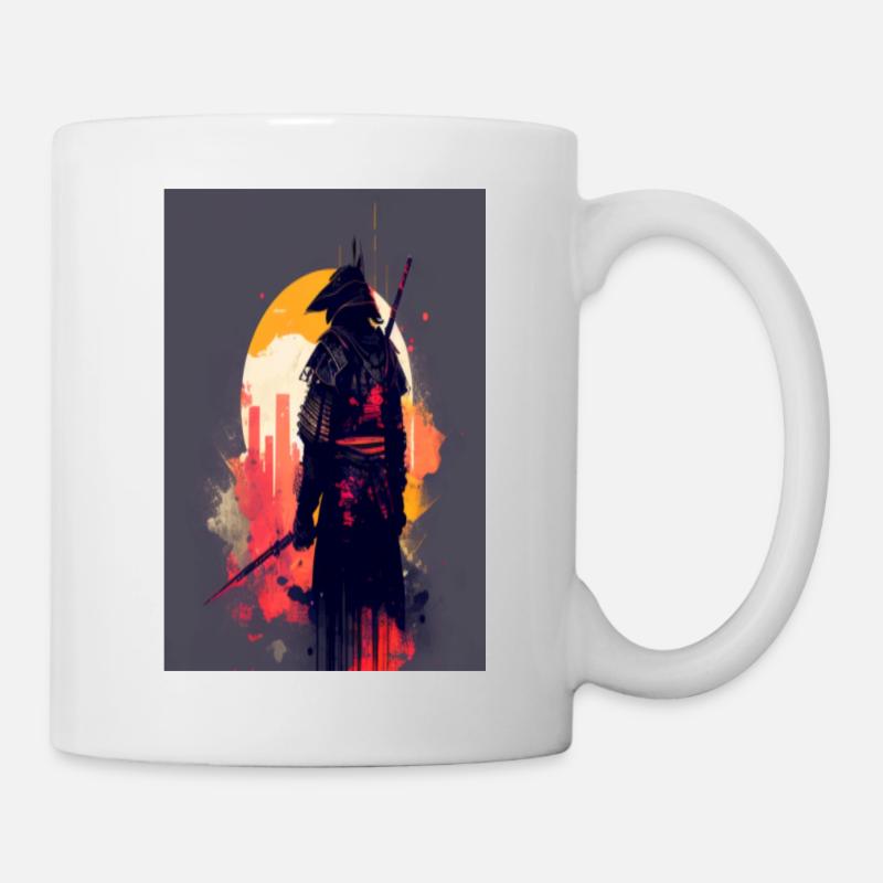 Samurai im Abstrakten - Tasse - Weiß