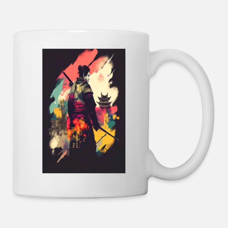 Samurai im Dunkeln - Tasse - Weiß