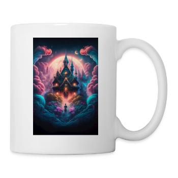 Buntes Fantasy Schloss Zauber Mystisch Surreal - Tasse - Weiß - Rechts