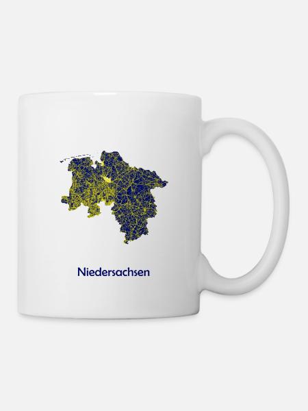 Karte Bundesland Niedersachsen Straßenkarte - Tasse - Weiß