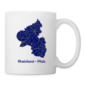 Bundeslandkarte Rheinland Pfalz Straßenkarte - Tasse - Weiß - Rechts