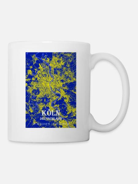 Helle moderne ästhetische Stadtkarte Köln - Tasse - Weiß