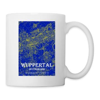 Gelb Blaue futuristische Stadtansicht Wuppertal - Tasse - Weiß - Rechts