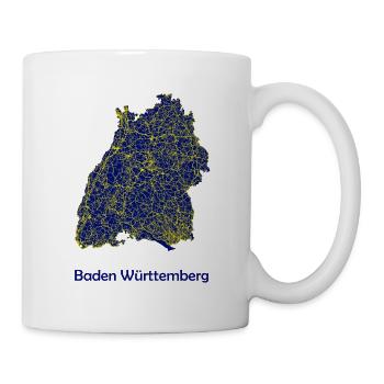 Abstrakte Baden Württemberg Straßen Karte - Tasse - Weiß - Rechts
