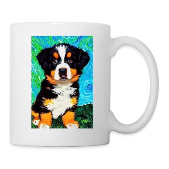 Berner Sennenhund Van Gogh Style | Hundefreund - Tasse - Weiß - Rechts
