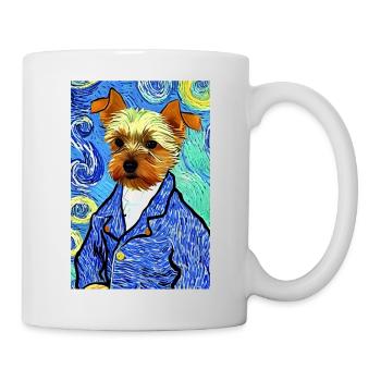 Yorkshire Terrier Van Gogh Stil | Terrier Liebhaber - Tasse - Weiß - Rechts