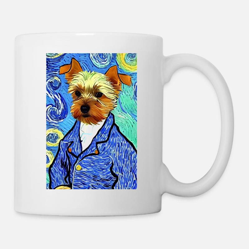 Yorkshire Terrier Van Gogh Stil | Terrier Liebhaber - Tasse - Weiß