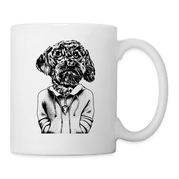 Junger Malteser Hund mit treuem Blick im Hoodie. - Tasse - Weiß - Rechts