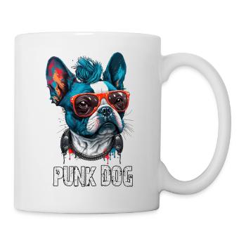 PUNK DOG -französischer Bulldoggenkopf mit Sonnenbrille - Tasse - Weiß - Rechts